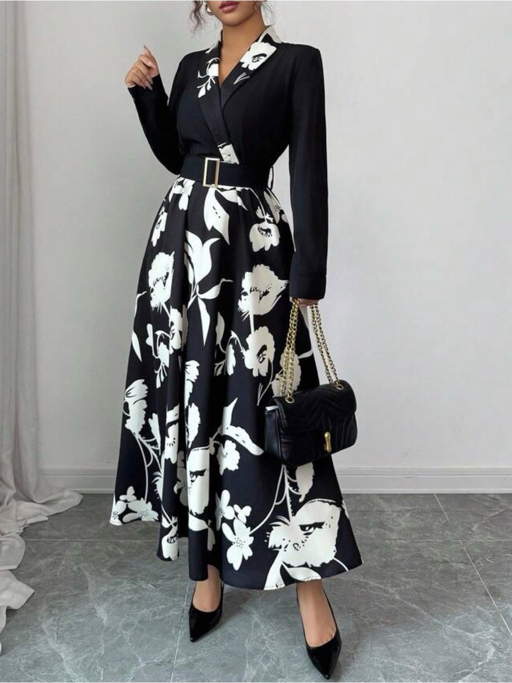 Black and White Floral Dress